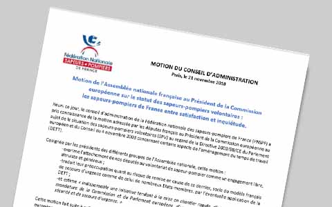 Motion du conseil d'administration de la FNSPF - 21 novembre 2018