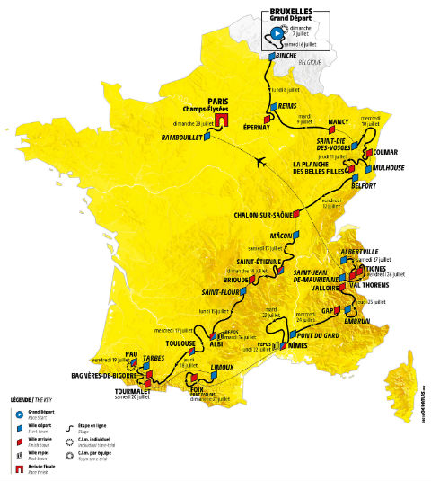 Parcours tour de France 2019