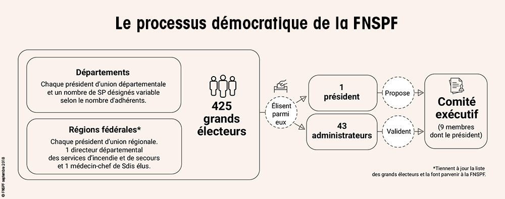 Infographie - Organisation et processus démocratique de la FNSPF