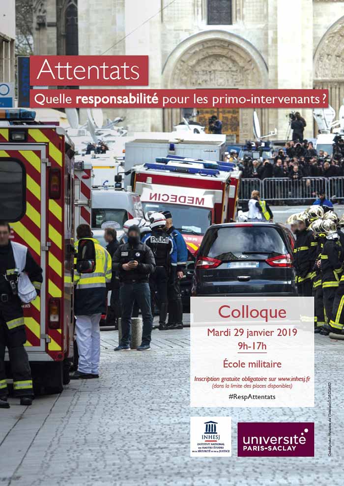 Affiche Colloque INHESJ Attentats responsabilité des primo intervenants