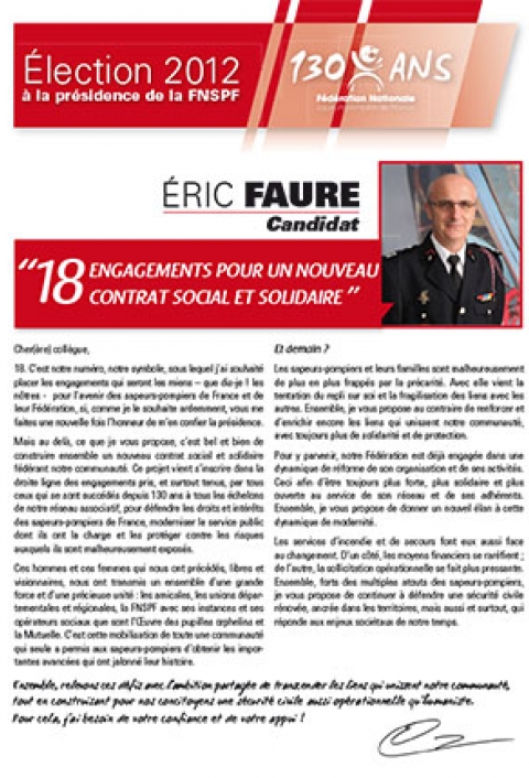 Programme 2012-2015. Président Eric Faure