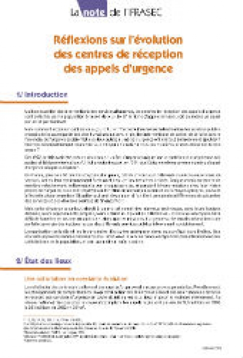 Note IFRASEC : Réflexions sur l’évolution des centres de réception des appels d’urgence